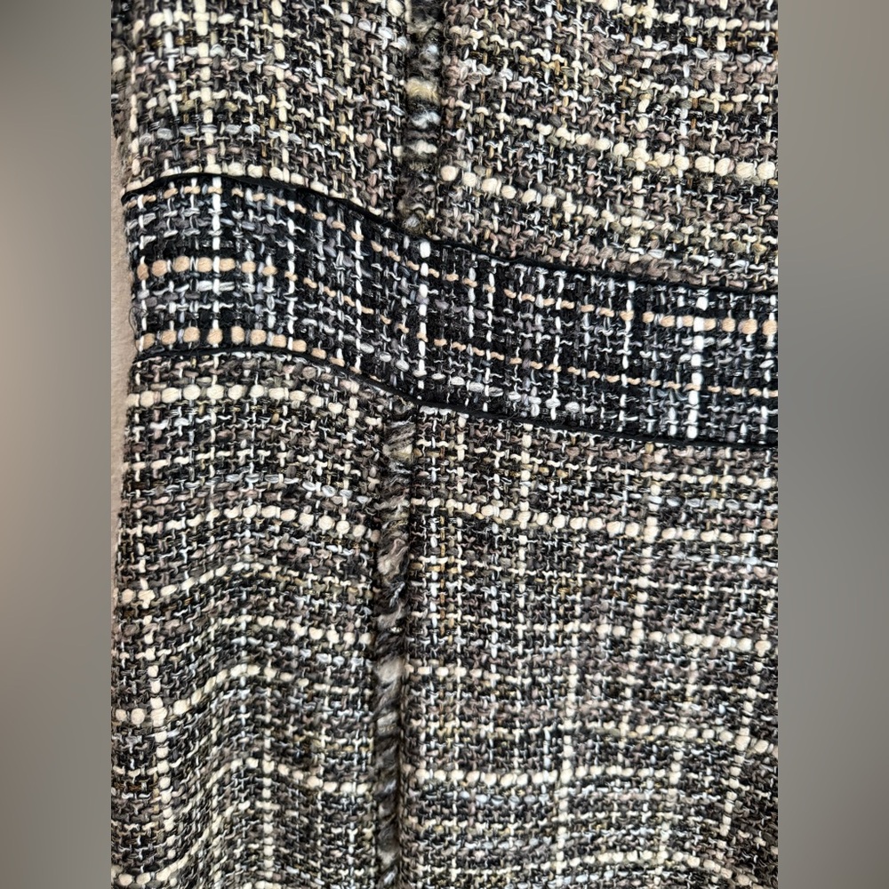 J. Crew Wool Woven Eyelash Fringe Trim Lined Pepper Tweed Midi Dress size 12 - Picture 2 of 9